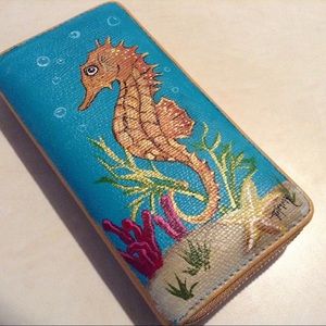 Starfish wallet, hand painted.